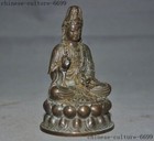  Old Chinese Buddhism Bronze Kwan-yin Guanyin Bodhisattva Goddess Buddha Statue