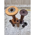 Lot Of 5 Vintage Wooden Thread Spools Bobbins Primitive Farmhouse Decor