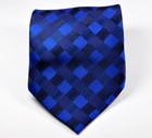 New Fashion Check Blue Dark Blue Jacquard Woven Silk Men s Wedding Tie Necktie