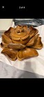 Wooden Monkey Pod Lotus Flower Shaped Sectional Serving Dish Set W  Center Bowl