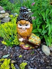 Vtg 70s 16    Tall Garden Gnome Spring Summer Flowers Ceramic Hand Painted 
