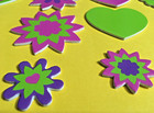 Flowers   Hearts  Multicolor Shapes  12 Self Adhesive Foam - Paper Stickers