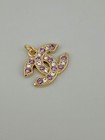Designer Gold Tone With Purple Rhinestones Zipper Pull Button Charm 23mm