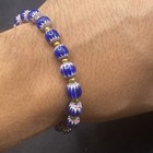 Vintage Venetian African Trade Blue Chevron Glass Beads Bracelet 