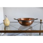 Vtg Copper Primitive Brass Handled Bowl 10  Wide 