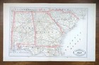 1884 Alabama Georgia South Carolina Map 21 x13  Old Antique Original Al Ga Sc