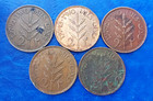 Complete Set Of Israel Palestine 2 Mils British Mandate - Lot Of 5 Coins Vf xf