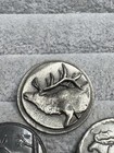 3 Vintage Deer Stag Moose Elk Silver Toned Buttons Lot Pewter  Signed