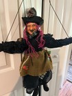 2 Vintage Witch Marionette 28  Puppet Doll Halloween Decor Collectible