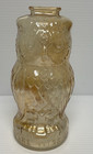 Vintage Carnival Iridescent Marigold Glass Be Wise Owl Figure Coin Piggy Bank