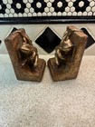 Set Of Frog Gold Leaf Bookends Resin Heavy Bronze gold-look Frog Decor