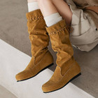 Tassels Round Toe Platform Knee High Boots Womens Fashion Comfortable Pumps 2026