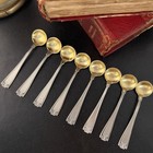 Etruscan By Gorham Sterling Silver gilt Salt Spoon Set Eight  8  Servers 2 75 