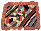 Vintage Doll Quilt Handmade Crazy Silk Velvet Ruffle Trim 18x15 Bedding Antique