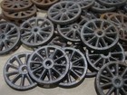 Lot Of 4 Antique Cast Iron Wheel Toy Wagon Tractor Car Train 10 Spoke 1 3 8 