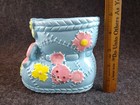 Nancy Pew Ceramic Planter Blue And Pink Bootie Baby Shower Nursery Decor Vintage