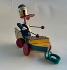 Antique Donald Duck Wooden Toy Playing Xylophone Pull Toy 1940 s