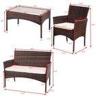 4pcs Outdoor Patio Pe Rattan Wicker Table Shelf Sofa Furniture Set With Cushion
