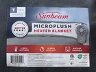 New Sunbeam Twin Size Electric Heating Blanket Grey Microplush 12 Heat Settings