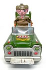 Vintage 1950 s - Bump Car Pop Up Soldier - Wakasuto Boeki Tin Friction Toy Japan