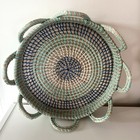 Woven Grass 14in  Basket W  Scalloped Edge African s  American Art Coastal Boho