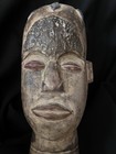 Vtg African Ghana Wood   Metal 14  Statue Hand Crafted Carved Figure Tribal Art