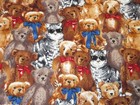 1   Yd Vintage Fabric By    fit To Print Inc    - Teddy Bears   Cats In Sunglasses