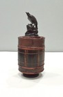 Basket Indonesian Palm Leaf Container Animal Wood Carving Top