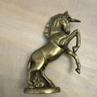 Metal Rearing Unicorn Figurine Statue On Base Fantasy Decor