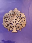 Vintage Brass Bird Trees Metal Trivet Wall Hanging Footed