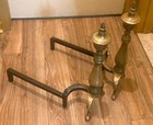 Antique Victorian Solid Brass Fire Place Andirons Antique Pair
