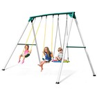 770lb 9 5ft Metal Swing Set Playground With Three Swing Heavy Duty A-frame Stand
