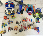 Big Lot Of Vintage Fisher Price Rescue Heroes With Backpacks   Large Vehicles