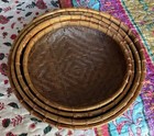 Set Of 4 Wicker Woven Rattan  Basket Wall Decor Vintage Boho Large Nesting