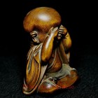 2 5 Inch Old Chinese Boxwood Hand Carved Lovely Boy Buddha Statue Collectable