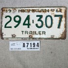 Qty2 1962 Michigan Trailer License Plates  294-307    294-015 Vintage Tags