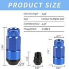 20pcs Closed End Lug Nuts M12x1 5 Wheel Rims Lug Nuts  socket  blue 