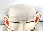 Vintage White Asian Mask Wood Carving With Large Ears