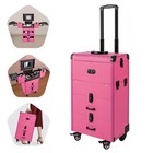 Lockable Rolling Makeup Cases Makeup Trolley Cosmetic Organizer Box With Mirror