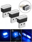 Mini Blue Led Usb Car Interior Light Neon Atmosphere Lamp Multi-purpose 3-pcs
