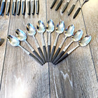 Interpur- Inr2bl vtg Flatware- Rare Black Handle  Stainless Japan   55 Piece Set