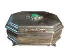 Antique Art Deco 800 Sterling Silver Italian Jewelry Box W malachite Centerpiece