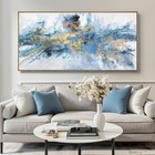 Abstract Wall Art For Living Room Large Size Framed Navy Blue Canvas Wall Art   