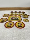 Vtg Tin Toy Tea Kettle Set Cups Saucers Tray Ohio Art Boy Girl Dog Litho 15pc