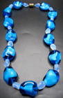 French Beautiful Blue Glass Bead Vintage Necklace