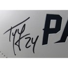 Ty Law Autographed signed New England Patriots Logo Football Hof Beckett 54298