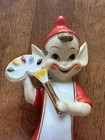 Vintage Japan Red Artist Pixie Elf Ceramic Figure Painter Vintage Christmas