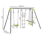 Metal Kids Swing Set For Backyard With Swing Seat Climbing Ladder Outdoor Play