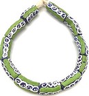 Authentic Green Cylinder Ghana Handmade Recycled Glass African Trade Beads