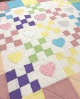 Baby Quilt Handmade Crib Blanket 40  X 40  Appliqued Hearts And Assorted Squares
